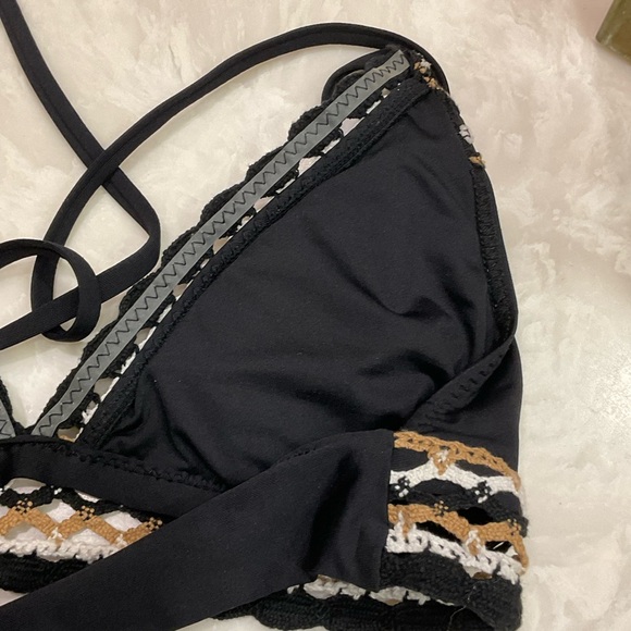 Becca Swimsuit Bikini Top, Triangle Design with Ties, Top Only, Black, Size M - Picture 7 of 8